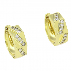 14K KOLCZYKI POZŁACANE 16/6 MM KÓŁKA Z BRYLANTAMI XUPING 87264