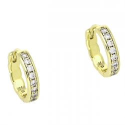 14K KOLCZYKI POZŁACANE 14/3 MM KÓŁKA Z BRYLANTAMI XUPING 87265