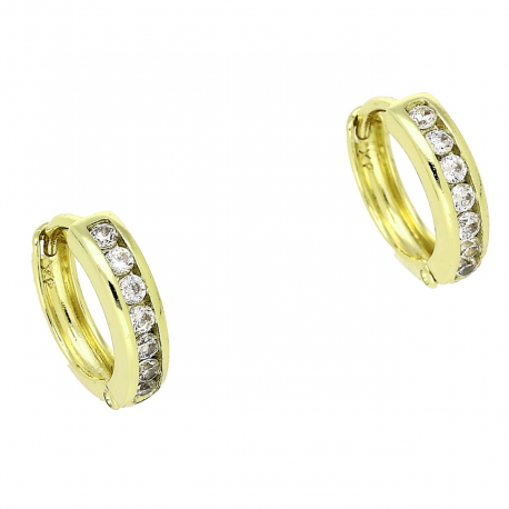 14K KOLCZYKI POZŁACANE 12/3 MM KÓŁECZKA Z BRYLANTAMI XUPING 87266