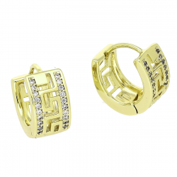 14K KOLCZYKI POZŁACANE 14/3 MM GRECKIE Z BRYLANTAMI XUPING 87267