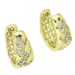 14K KOLCZYKI POZŁACANE 17/8 MM AŻUR Z BRYLANTAMI XUPING 87278