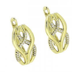 14K KOLCZYKI POZŁACANE 20/11 MM ELEGANCKIE Z BRYLANTAMI XUPING 87282