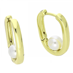14K KOLCZYKI POZŁACANE 19/6 MM ZŁOTE ELEGANTKI Z PERŁĄ XUPING 87288