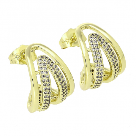 14K KOLCZYKI POZŁACANE 18/18 MM ELEGANCJA Z BRYLANTAMI XUPING 87292