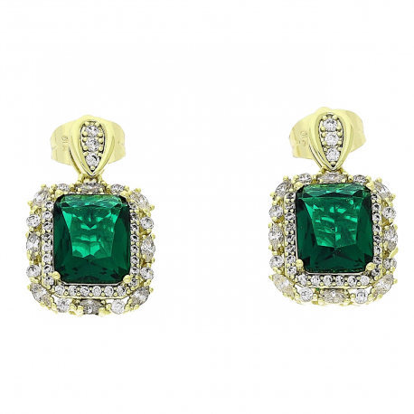 14K KOLCZYKI POZŁACANE 22/13 MM MARKIZA ZE SZMARAGDEM XUPING 87297