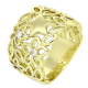 14K PIERŚCIONEK POZŁACANY 14 MM KWIECISTY AŻUR Z BRYLANTAMI XUPING 87304