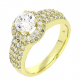 14K PIERŚCIONEK POZŁACANY 10 MM BRYLANTOWA MARKIZA XUPING 87305