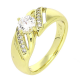 14K PIERŚCIONEK POZŁACANY 7 MM ELEGANCKI Z BRYLANTEM XUPING 87307