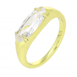 14K PIERŚCIONEK POZŁACANY 6 MM ELEGANCKI BRYLANT OWALNY XUPING 87308