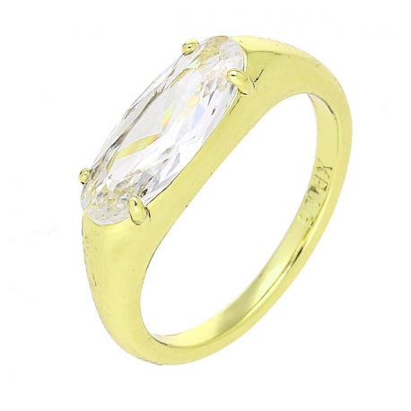 14K PIERŚCIONEK POZŁACANY 6 MM ELEGANCKI BRYLANT OWALNY XUPING 87308