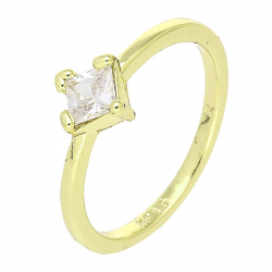 14K PIERŚCIONEK POZŁACANY 7 MM ZARĘCZYNOWY BRYLANT RADIANT XUPING 87309