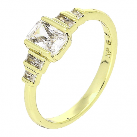 14K PIERŚCIONEK POZŁACANY 6 MM BRYLANTOWA ELEGANCJA XUPING 87313