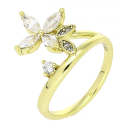 14K PIERŚCIONEK POZŁACANY 16 MM BRYLANTOWA LILIA XUPING 87318