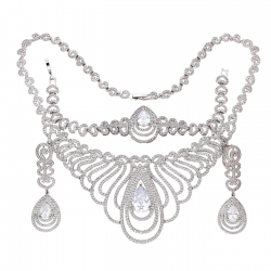 CELEBRYTKA RODOWANA 43 CM Z KOLCZYKAMI 32/10 MM BRANSOLETKĄ 17,5 CM 30 MM XUPING 87370