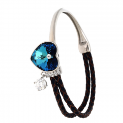 BRANSOLETKA RODOWANA 60/16 MM BERMUDA BLUE CRYSTAL XUPING 87405