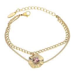 BRANSOLETKA POZŁACANA 16,5+3 CM ROSE LIGHT CRYSTAL XUPING 87408