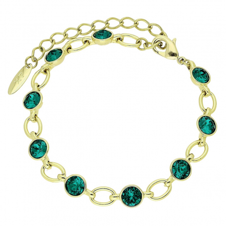BRANSOLETKA POZŁACANA 16,5+5 CM 5 MM EMERALD CRYSTAL XUPING 87409