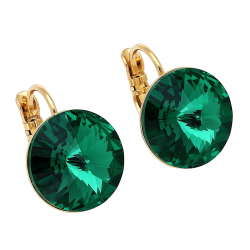 KOLCZYKI POZŁACANE 17/14 MM EMERALD CRYSTAL XUPING 87419