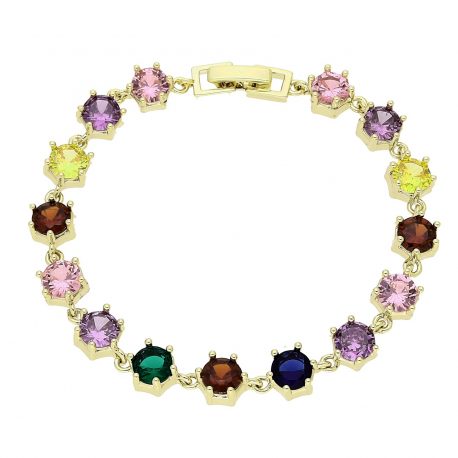 14k BRANSOLETKA POZŁACANA 18 CM 7 MM KOLOROWA ELEGANCJA XUPING 87468