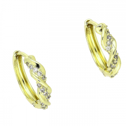 14k KOLCZYKI POZŁACANE 15/4 MM KÓŁKA Z BRYLANTAMI XUPING 87476