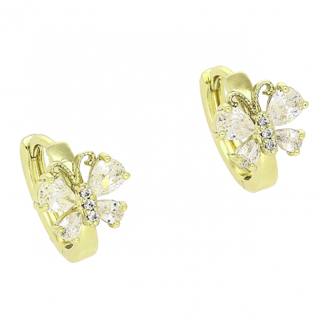 14k KOLCZYKI POZŁACANE 12/9 MM MOTYLEK BRYLANTY XUPING 87477