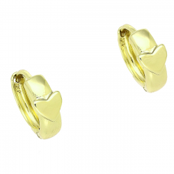14k KOLCZYKI POZŁACANE 13/5 MM ZŁOTE KÓŁKA Z SERCEM XUPING 87478