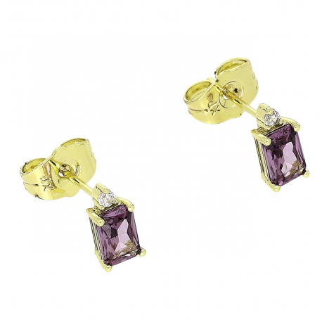 14k KOLCZYKI POZŁACANE 8/5 MM AMETYŚCIK XUPING 87489