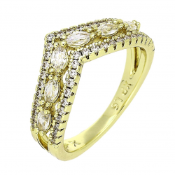 14K PIERŚCIONEK POZŁACANY 9 MM BRYLANTOWY XUPING 87495