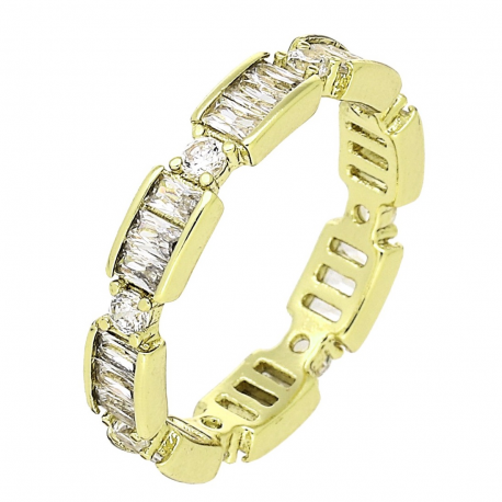 14K PIERŚCIONEK POZŁACANY 4 MM BRYLANRY DO OKOŁA XUPING 87497