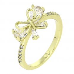 14K PIERŚCIONEK POZŁACANY 8 MM BRYLANTOWA KOKARDKA XUPING 87500