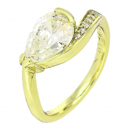 14K PIERŚCIONEK POZŁACANY 8 MM BRYLANT ŁEZKA XUPING 87502