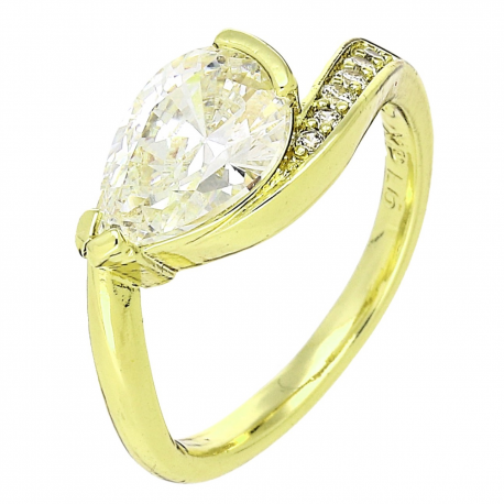 14K PIERŚCIONEK POZŁACANY 8 MM BRYLANT ŁEZKA XUPING 87502