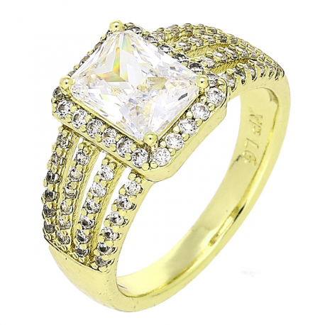 14K PIERŚCIONEK POZŁACANY 10 MM BRYLANTOWA ELEGANCJA XUPING 87507