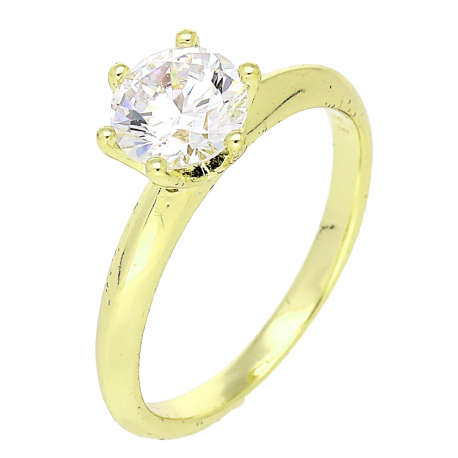 14K PIERŚCIONEK POZŁACANY 8 MM BRYLANT ZARĘCZYNOWY XUPING 87508