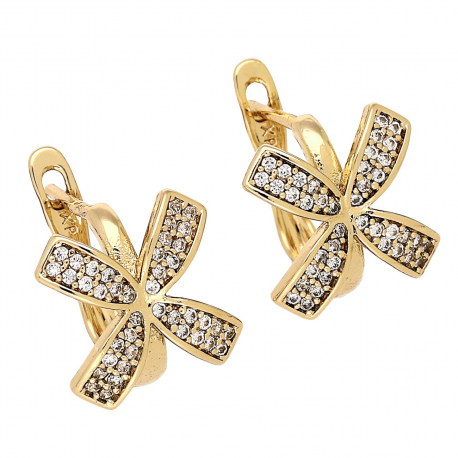 KOLCZYKI POZŁACANE 13/12 MM BRYLANTOWE WIATRACZKI XUPING 87566