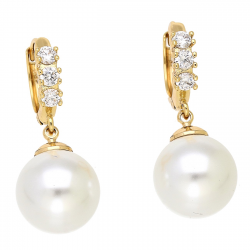 KOLCZYKI POZŁACANE 29/12 MM WISZĄCA PERŁA XUPING 87569