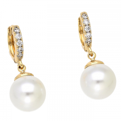 KOLCZYKI POZŁACANE 25/10 MM WISZĄCA PERŁA XUPING 87570