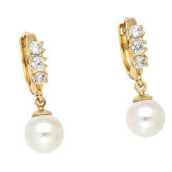 KOLCZYKI POZŁACANE 25/8 MM WISZĄCA PERŁA XUPING 87571