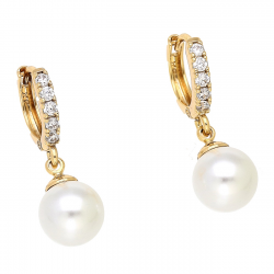 KOLCZYKI POZŁACANE 23/8 MM WISZĄCA PERŁA XUPING 87572