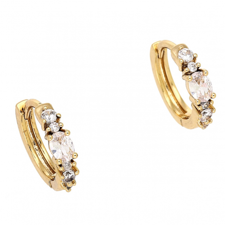 KOLCZYKI POZŁACANE 12/3 MM KÓŁECZKA Z BRYLANTEM XUPING 87584