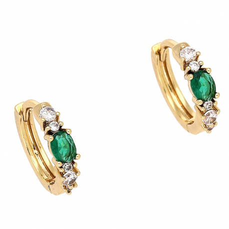 KOLCZYKI POZŁACANE 12/3 MM KÓŁECZKA ZE SZMARAGDEM XUPING 87588