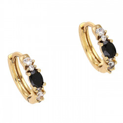 KOLCZYKI POZŁACANE 12/3 MM KÓŁECZKA Z CZARNYM BRYLANTEM XUPING 87590