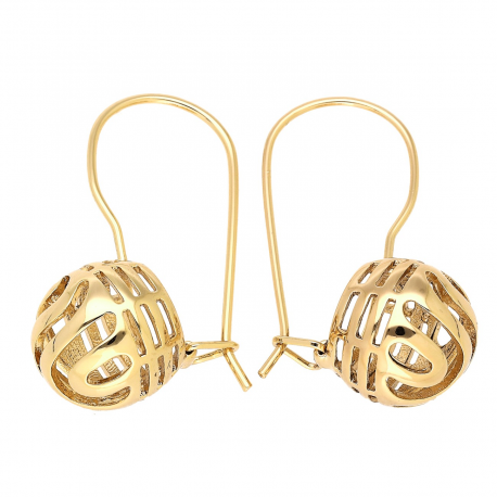 KOLCZYKI POZŁACANE 30/13 MM TRADYCYJNE AŻUROWE NA KABŁĄCZKU XUPING 87595