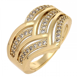 PIERŚCIONEK POZŁACANY 16 MM ELEGANCJA Z BRYLANTAMI XUPING 87614