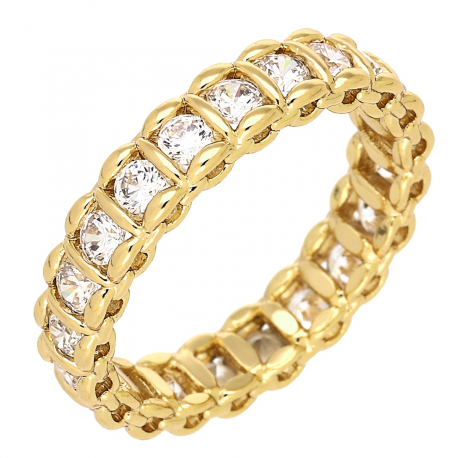 PIERŚCIONEK POZŁACANY 4 MM BRYLANTY DO OKOŁA XUPING 87617