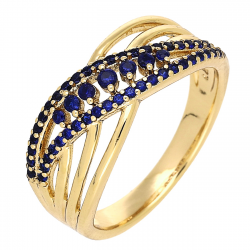 PIERŚCIONEK POZŁACANY 8 MM SZAFIRÓW ELEGANCJA XUPING 87622