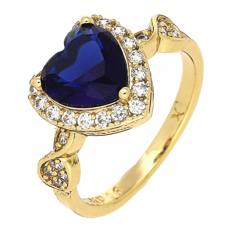 PIERŚCIONEK POZŁACANY 11 MM SZAFIR SERCE XUPING 87626
