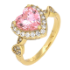 PIERŚCIONEK POZŁACANY 11 MM RÓŻOWY BRYLANT SERCE XUPING 87628