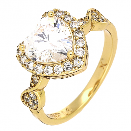 PIERŚCIONEK POZŁACANY 11 MM BRYLANT SERCE XUPING 87629