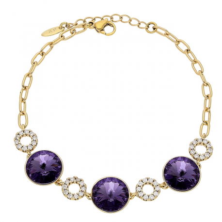 BRANSOLETKA POZŁACANA 18+3 CM 12 MM AMETHYST CRYSTAL XUPING 87703
